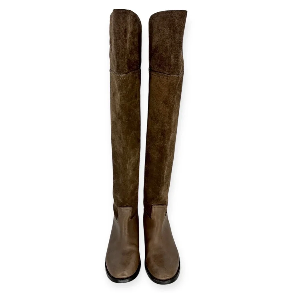 Tory‎ Burch Simone EUC Brown Suede Leather Over the Knee Boots Women's Size 7M